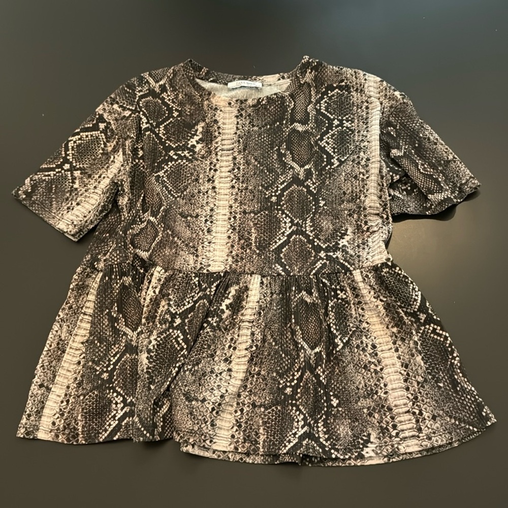 Zara Snakeskin Badydoll Top
